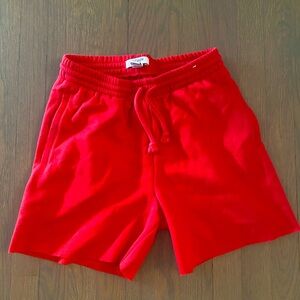 Red sweat shorts